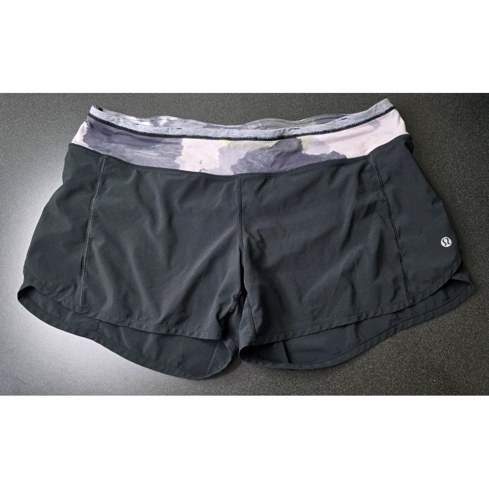 Lululemon Women 10 Black Speed Up Zip Pocket Lined Running Shorts Training Gym